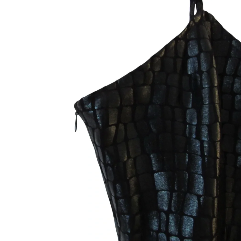 Vivienne Hu New York Black Snakeskin Python Dress 10 Sleeveless Cocktail Witchy